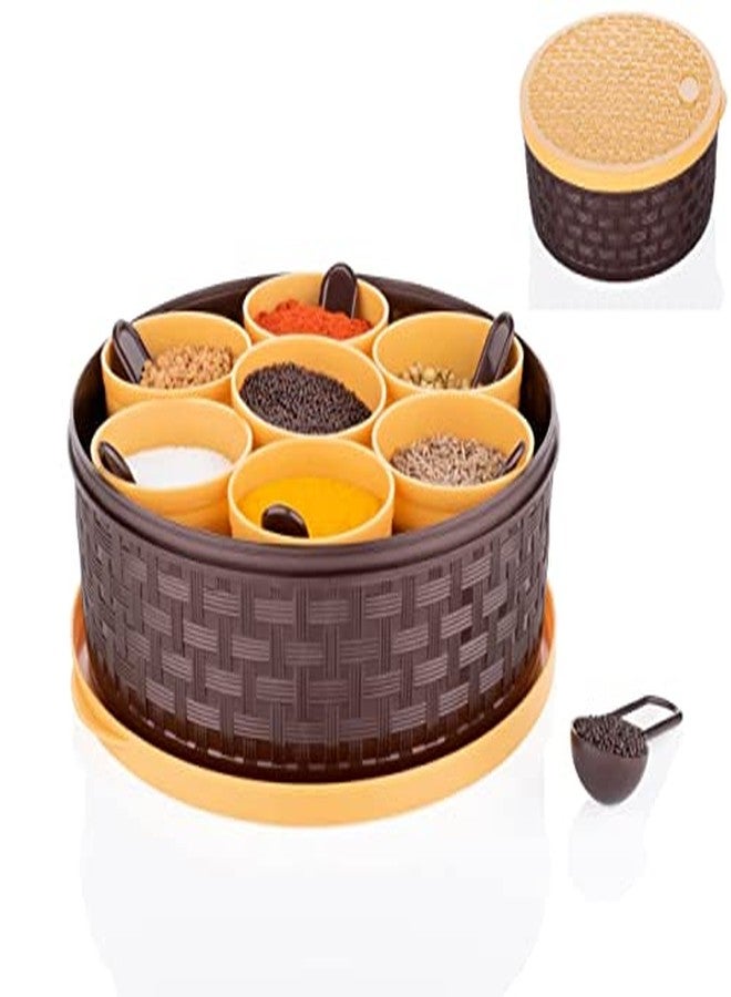 Konquer TimeS Multipurpose Plastic Masala Box for Kitchen Spice Boxes for Kitchen, Rangoli/Spice/Masala Dabba Container 7 Compartments (Round) (1) - Image 1